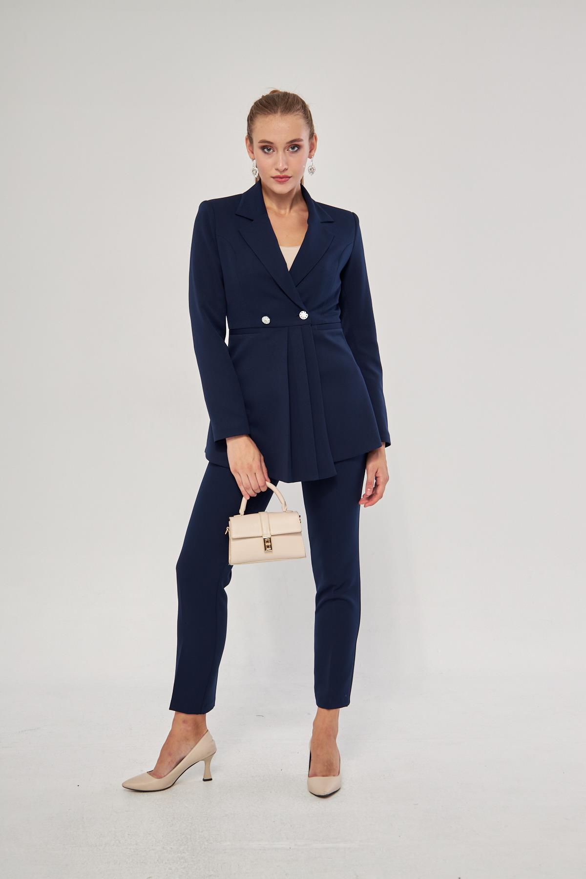 Stone Piping Button Detail Set Black